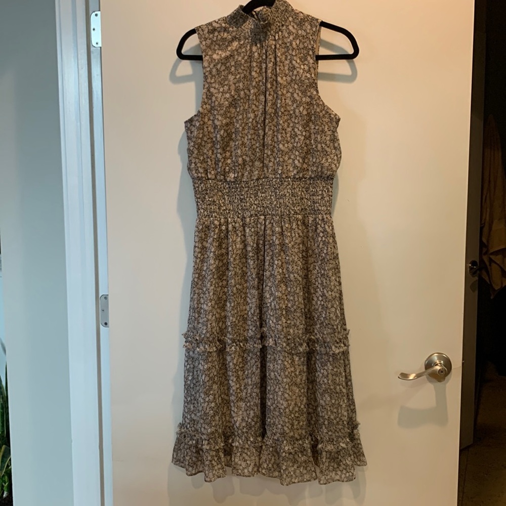 Blue and Tan Floral Dress
